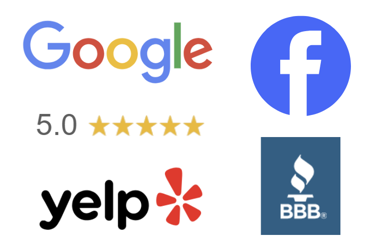 Google facebook BBB and Yelp logos