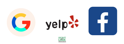 Google Yelp Facebook Secret Link Marketing icons